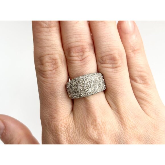 Multi Gemstoned Swirly & Wavy Cocktail 925 Sterling Silver Vintage Ring - sz 7 - Picture 11 of 11